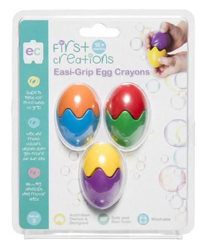 EC First Creations Easi-Grip Egg Crayons - set of 3 - The Toybox NZ Ltd