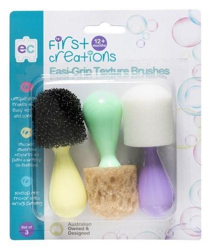 EC First Creations Easi-Grip Texture Brushes - Set of 3 - The Toybox NZ Ltd