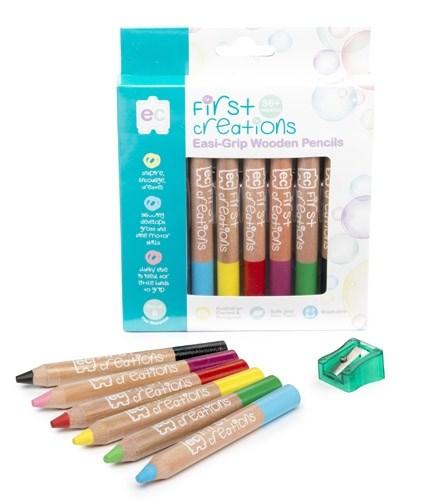 EC First Creations Easi-Grip Wooden Pencils - Set of 6 - The Toybox NZ Ltd