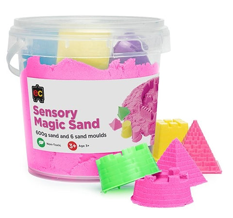 EC Sensory Magic Sand with Moulds 600gm Tub - Pink - The Toybox NZ Ltd