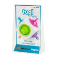 Fat Brain Tugl Cube, a soft silicone sensory cube with a poppable bubble on each side
