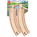 Hape Long Curved Tracks 4-piece wooden train track set in its packaging