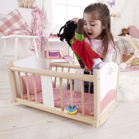 Hape Rock-a-Bye Cradle – Wooden Doll Cradle The Toy Box NZ – The