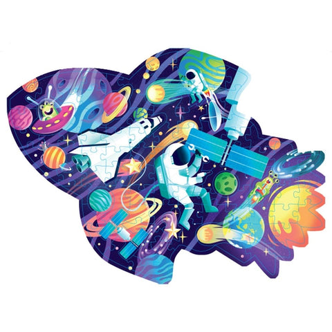 Hinkler Shiny Shaped Puzzle & Colouring Book  - Cosmic Space Mission