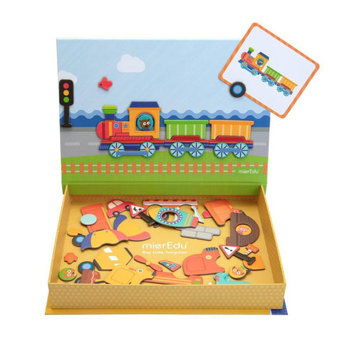 mierEdu Magnetic Art Case Vehicles open with magnetic board and cards