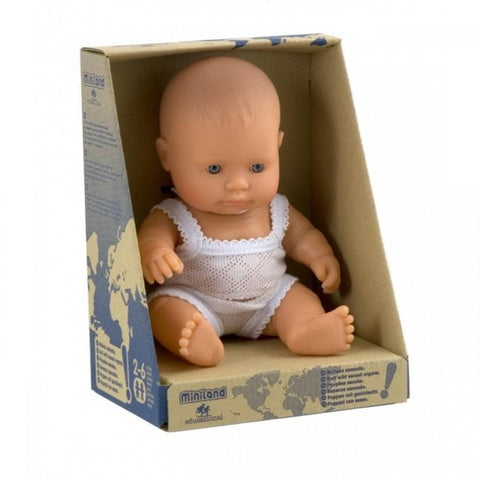 Miniland Anatomically Correct Baby Doll 21cm Caucasian Girl MINILAND