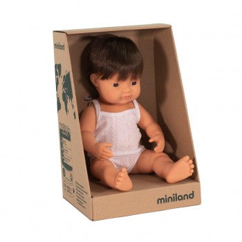 Miniland Anatomically Correct Baby Doll 38cm Caucasian Brunette Boy - The Toybox NZ Ltd