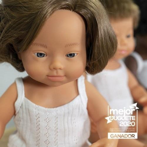 Miniland Anatomically Correct Baby Doll 38cm Caucasian Down Syndrome Girl - The Toybox NZ Ltd