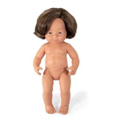 Miniland Anatomically Correct Baby Doll 38cm Caucasian Down Syndrome Girl (undressed) - The Toybox NZ Ltd