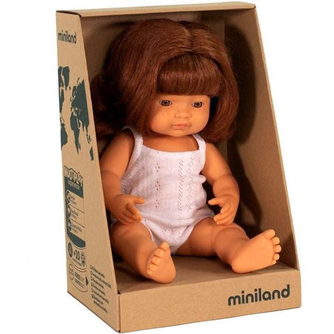 Miniland Anatomically Correct Baby Doll 38cm Caucasian Red Head Girl - The Toybox NZ Ltd