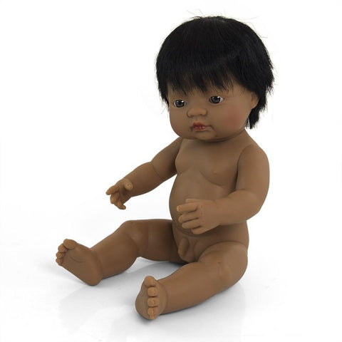 Miniland Anatomically Correct Baby Doll 38cm Hispanic Boy (undressed) - The Toybox NZ Ltd